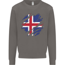 Torn Iceland Flag Icelander Day Football Mens Sweatshirt Jumper Charcoal