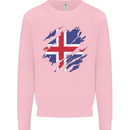 Torn Iceland Flag Icelander Day Football Mens Sweatshirt Jumper Light Pink