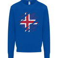 Torn Iceland Flag Icelander Day Football Mens Sweatshirt Jumper Royal Blue