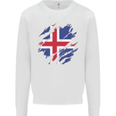 Torn Iceland Flag Icelander Day Football Mens Sweatshirt Jumper White