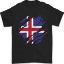 Torn Iceland Flag Icelander Day Football Mens T-Shirt 100% Cotton Black