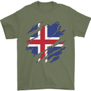 Torn Iceland Flag Icelander Day Football Mens T-Shirt 100% Cotton Military Green