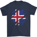 Torn Iceland Flag Icelander Day Football Mens T-Shirt 100% Cotton Navy Blue