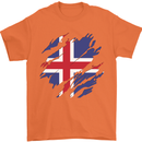 Torn Iceland Flag Icelander Day Football Mens T-Shirt 100% Cotton Orange