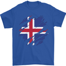 Torn Iceland Flag Icelander Day Football Mens T-Shirt 100% Cotton Royal Blue