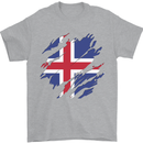 Torn Iceland Flag Icelander Day Football Mens T-Shirt 100% Cotton Sports Grey