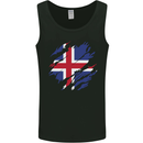 Torn Iceland Flag Icelander Day Football Mens Vest Tank Top Black