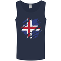 Torn Iceland Flag Icelander Day Football Mens Vest Tank Top Navy Blue