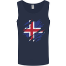 Torn Iceland Flag Icelander Day Football Mens Vest Tank Top Navy Blue