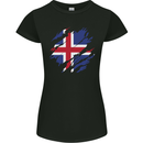 Torn Iceland Flag Icelander Day Football Womens Petite Cut T-Shirt Black