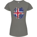 Torn Iceland Flag Icelander Day Football Womens Petite Cut T-Shirt Charcoal
