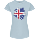 Torn Iceland Flag Icelander Day Football Womens Petite Cut T-Shirt Light Blue