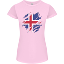 Torn Iceland Flag Icelander Day Football Womens Petite Cut T-Shirt Light Pink