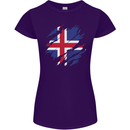 Torn Iceland Flag Icelander Day Football Womens Petite Cut T-Shirt Purple