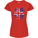 Torn Iceland Flag Icelander Day Football Womens Petite Cut T-Shirt Red
