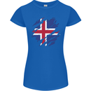 Torn Iceland Flag Icelander Day Football Womens Petite Cut T-Shirt Royal Blue
