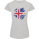 Torn Iceland Flag Icelander Day Football Womens Petite Cut T-Shirt Sports Grey