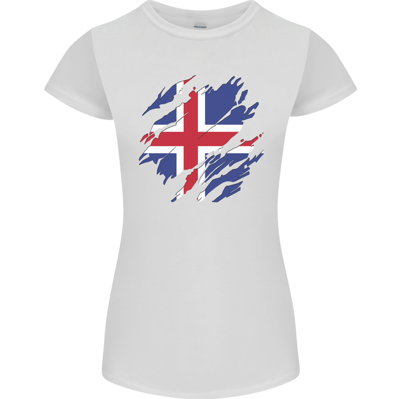 Torn Iceland Flag Icelander Day Football Womens Petite Cut T-Shirt White