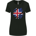 Torn Iceland Flag Icelander Day Football Womens Wider Cut T-Shirt Black