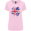 Torn Iceland Flag Icelander Day Football Womens Wider Cut T-Shirt Light Pink