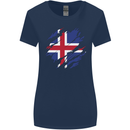 Torn Iceland Flag Icelander Day Football Womens Wider Cut T-Shirt Navy Blue