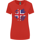 Torn Iceland Flag Icelander Day Football Womens Wider Cut T-Shirt Red