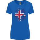 Torn Iceland Flag Icelander Day Football Womens Wider Cut T-Shirt Royal Blue