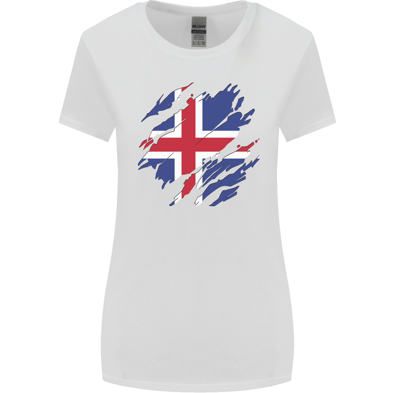 Torn Iceland Flag Icelander Day Football Womens Wider Cut T-Shirt White