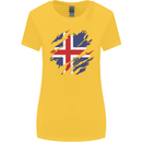 Torn Iceland Flag Icelander Day Football Womens Wider Cut T-Shirt Yellow