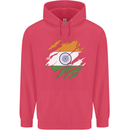 Torn India Flag Indian Day Football Childrens Kids Hoodie Heliconia