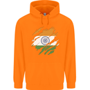 Torn India Flag Indian Day Football Childrens Kids Hoodie Orange