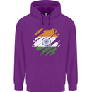 Torn India Flag Indian Day Football Childrens Kids Hoodie Purple