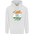 Torn India Flag Indian Day Football Childrens Kids Hoodie White