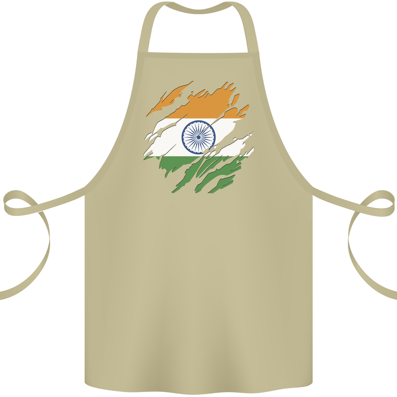 Torn India Flag Indian Day Football Cotton Apron 100% Organic Khaki