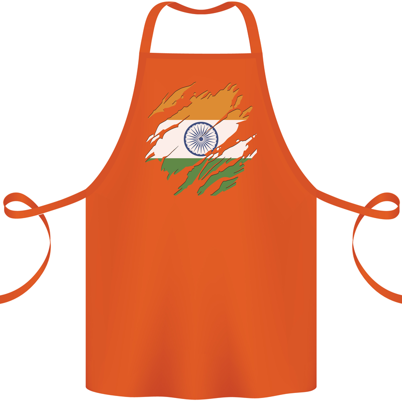 Torn India Flag Indian Day Football Cotton Apron 100% Organic Orange