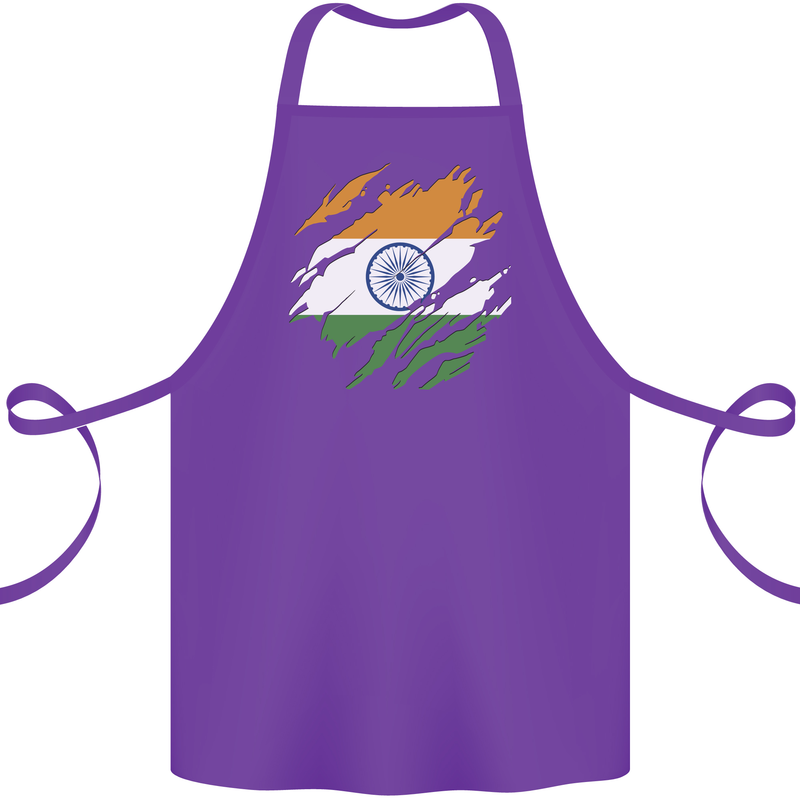 Torn India Flag Indian Day Football Cotton Apron 100% Organic Purple
