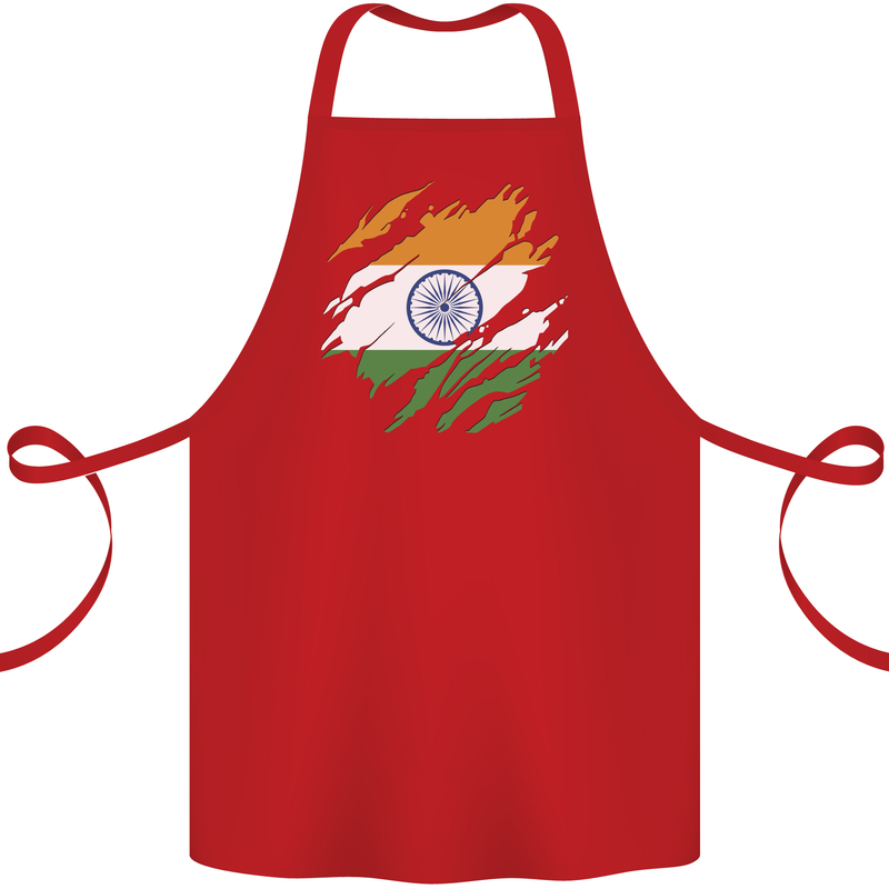 Torn India Flag Indian Day Football Cotton Apron 100% Organic Red