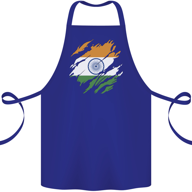 Torn India Flag Indian Day Football Cotton Apron 100% Organic Royal Blue