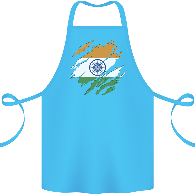 Torn India Flag Indian Day Football Cotton Apron 100% Organic Turquoise