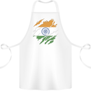Torn India Flag Indian Day Football Cotton Apron 100% Organic White