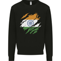 Torn India Flag Indian Day Football Kids Sweatshirt Jumper Black