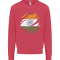 Torn India Flag Indian Day Football Kids Sweatshirt Jumper Heliconia