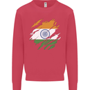 Torn India Flag Indian Day Football Kids Sweatshirt Jumper Heliconia