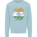 Torn India Flag Indian Day Football Kids Sweatshirt Jumper Light Blue