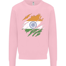 Torn India Flag Indian Day Football Kids Sweatshirt Jumper Light Pink