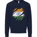 Torn India Flag Indian Day Football Kids Sweatshirt Jumper Navy Blue