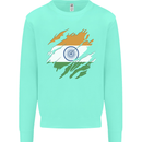 Torn India Flag Indian Day Football Kids Sweatshirt Jumper Peppermint