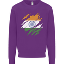 Torn India Flag Indian Day Football Kids Sweatshirt Jumper Purple