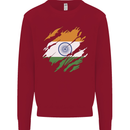 Torn India Flag Indian Day Football Kids Sweatshirt Jumper Red