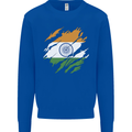 Torn India Flag Indian Day Football Kids Sweatshirt Jumper Royal Blue